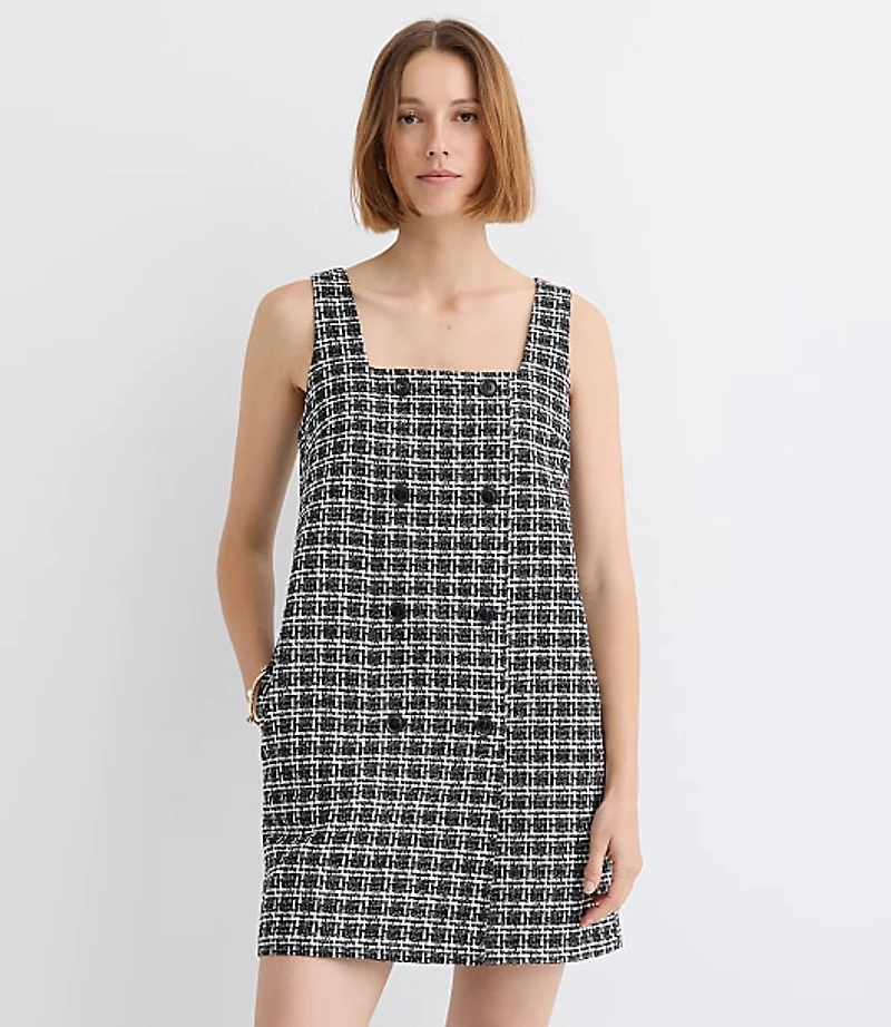 Petite Tweed Double Breasted Mini Pocket Dress