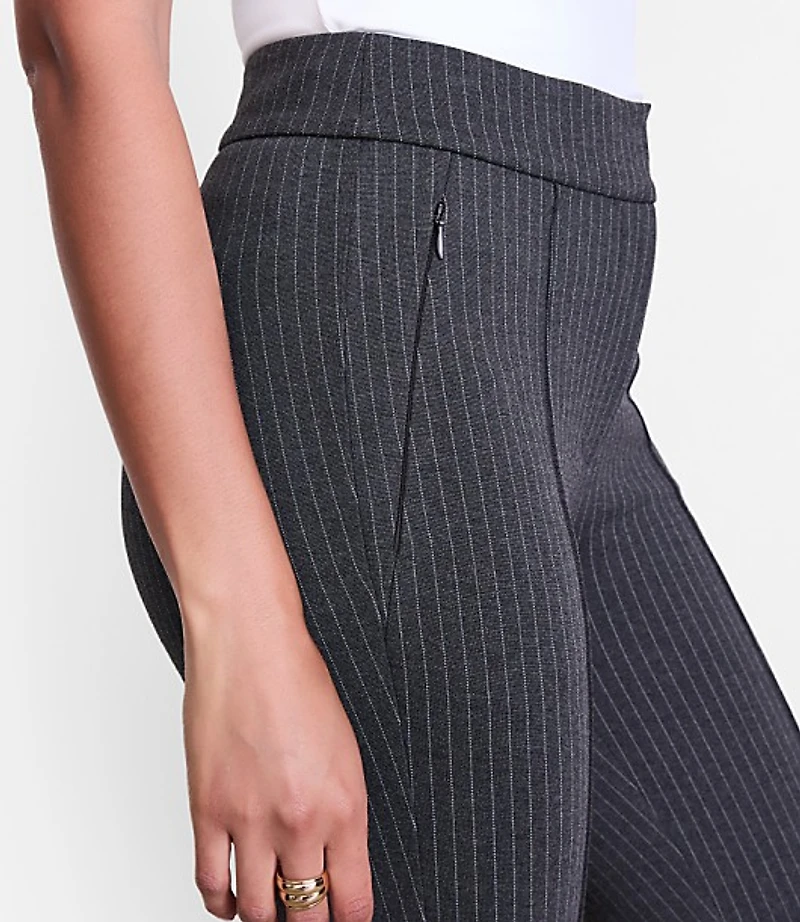 Petite LOFT Versa Pintucked Ponte Flare Pants Pinstripe