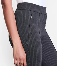 Petite LOFT Versa Pintucked Ponte Flare Pants Pinstripe