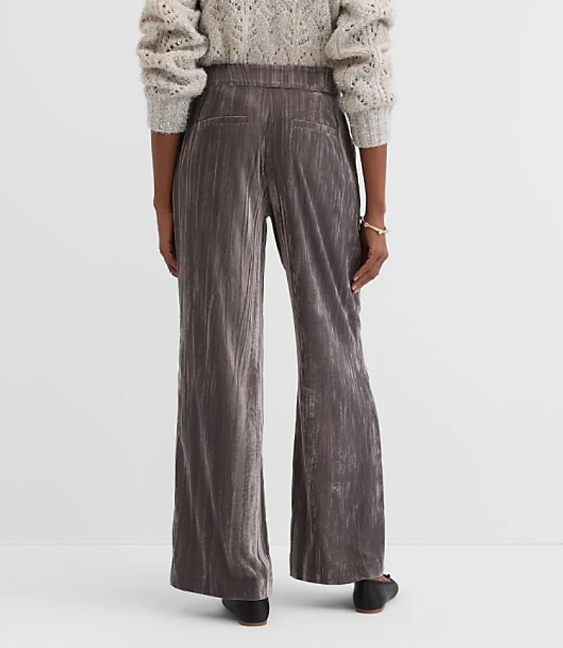 Clean Wide Leg Pants Pleated Velvet