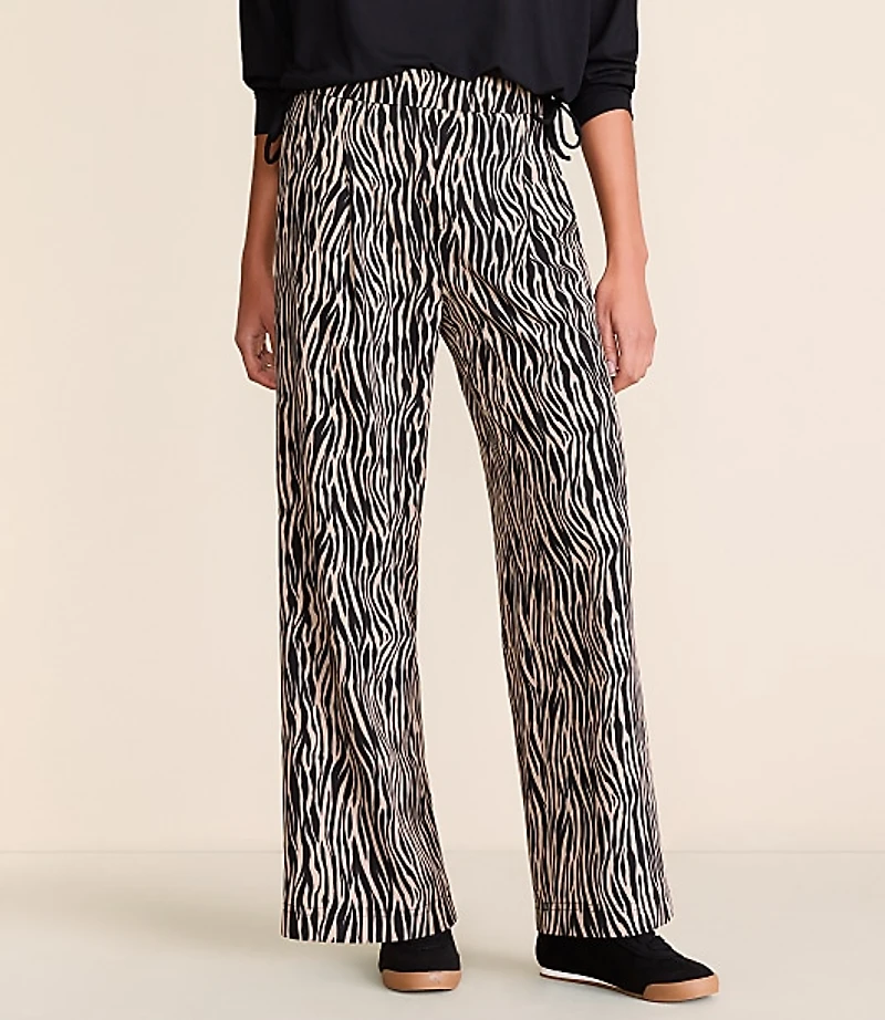 Lou & Grey Zebra Print Wanderweave Wide Leg Trouser Pants