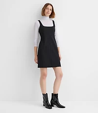 Petite Topstitched Ponte Square Neck Dress