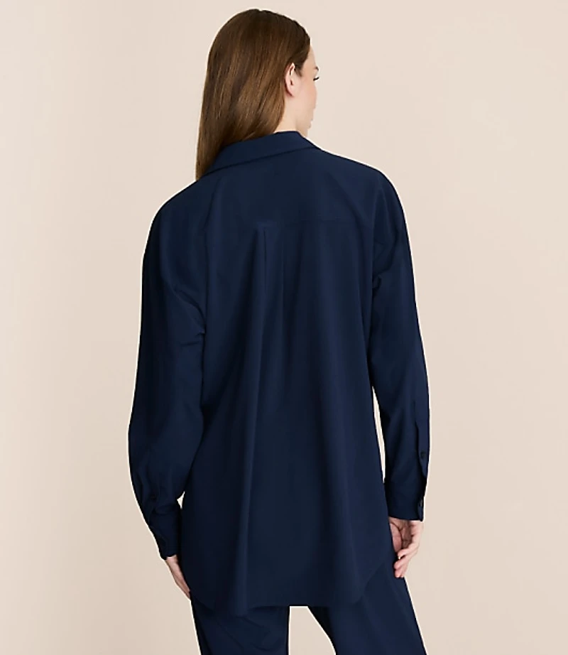 Lou & Grey Seersucker Wanderweave Oversized Pocket Shirt