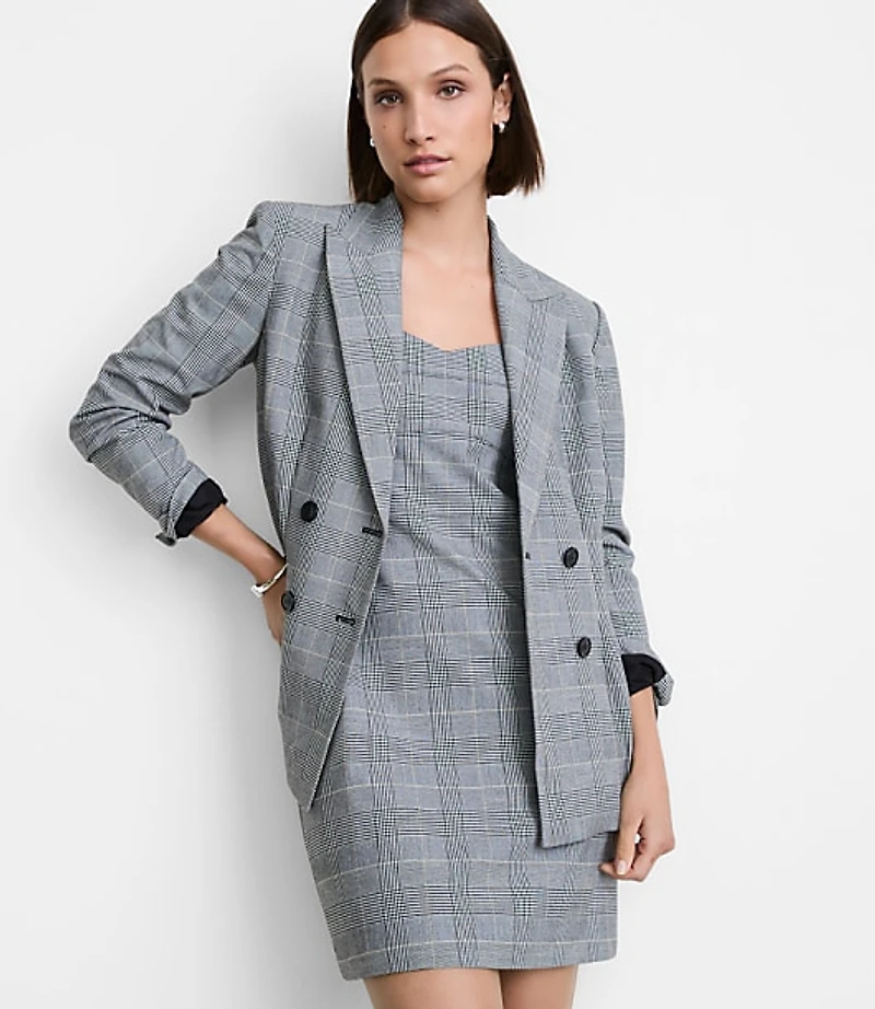 Petite LOFT Versa Seasonless Stretch Strappy Mini Dress Plaid