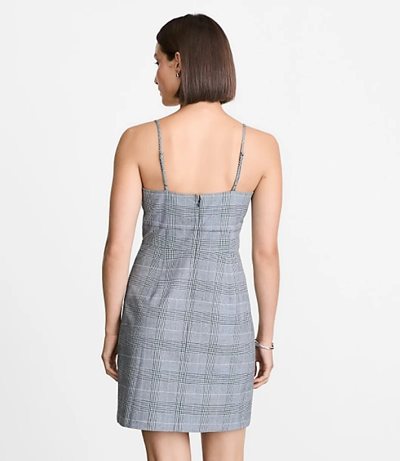 Petite LOFT Versa Seasonless Stretch Strappy Mini Dress Plaid