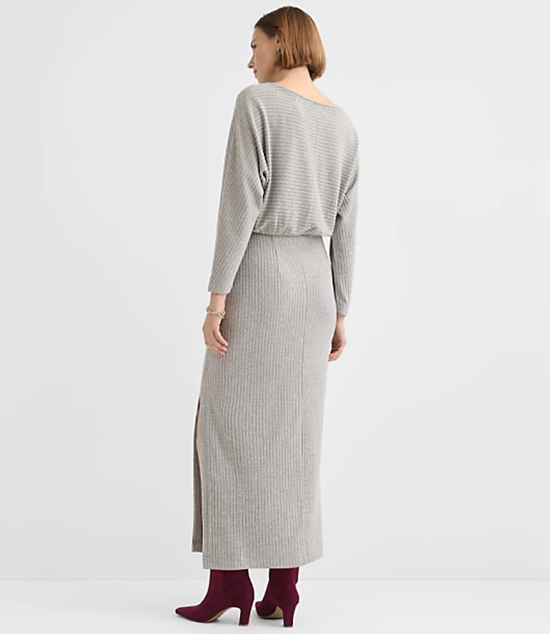 Brushed Ottoman Side Pleated Midi Dress