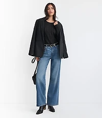 Textured Long Sleeve Crew Neck Tee