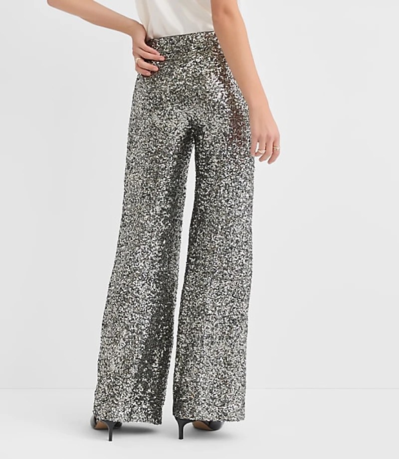 Clean Wide Leg Pants Sequin