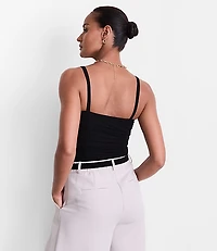 Petite LOFT Versa Shirred Mesh Bodysuit
