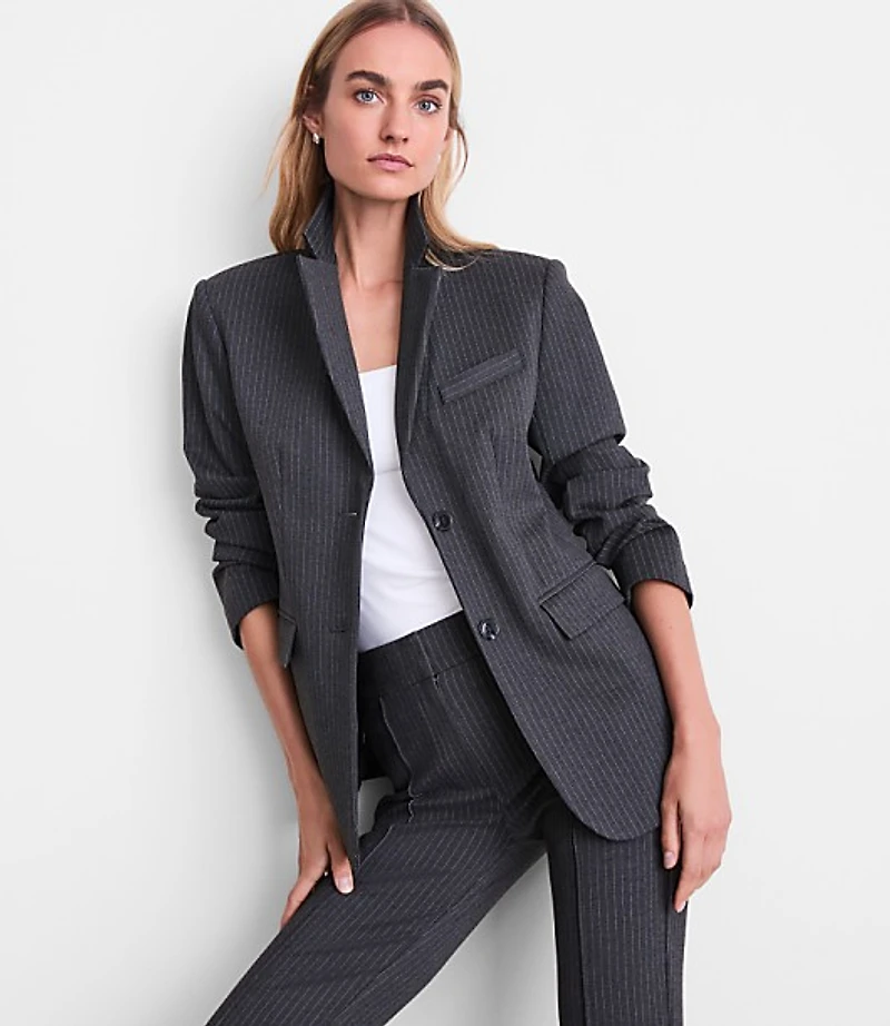 Petite LOFT Versa Ponte Blazer Pinstripe
