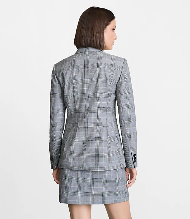 Petite LOFT Versa Plaid Seasonless Stretch Double Breasted Blazer