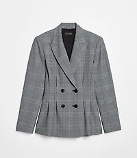 Petite LOFT Versa Plaid Seasonless Stretch Double Breasted Blazer