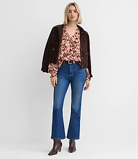 Petite Floral Pintucked Ruffle Mixed Media Blouse