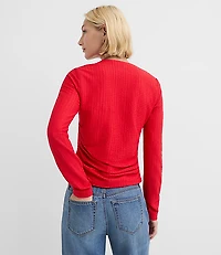 Textured Ruched Square Neck Top