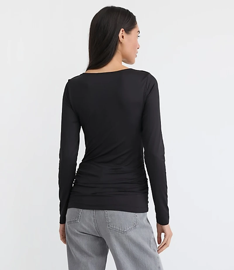 Ruched Deep V-Neck Top