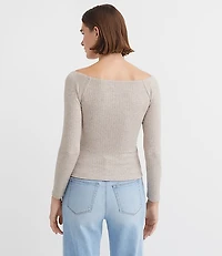 Ribbed Knot Off The Shoulder Top
