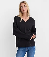 Petite Slouchy V-Neck Sweater