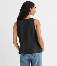 Ruffle Tie Neck Shell