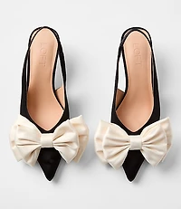 Satin Bow Slingback Kitten Heels