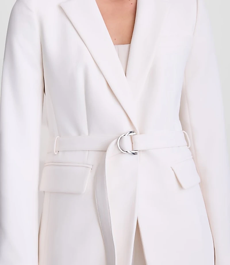 Petite LOFT Versa Crepe Drape Belted Blazer
