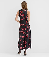 Floral Satin Bias Midi Dress