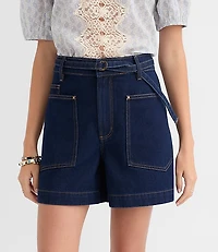 Belted Denim Utility Shorts Classic Rinse Wash