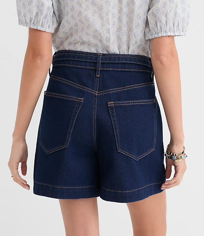 Belted Denim Utility Shorts Classic Rinse Wash