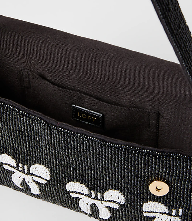 Bow Beaded Shoulder Bag