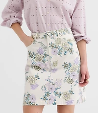 Denim Mini Skirt Floral