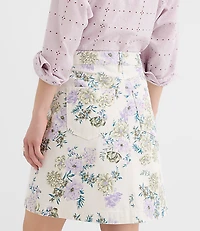 Denim Mini Skirt Floral