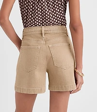 Belted Denim Utility Shorts Washed Neutral