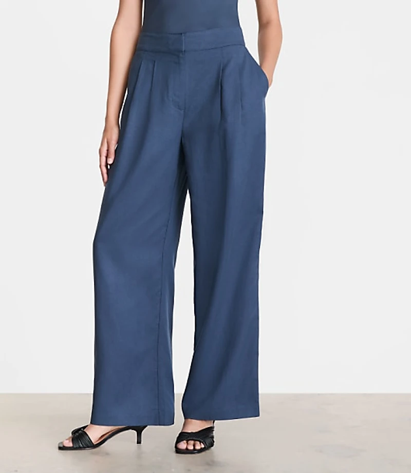 LOFT Versa Pure Spun Pleated Wide Leg Pants