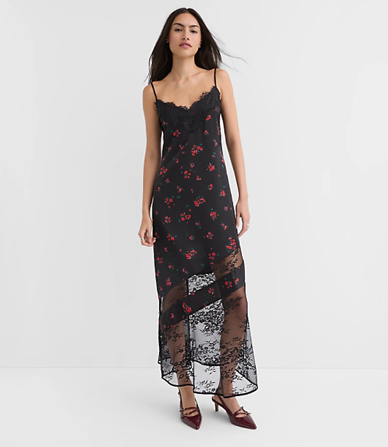 Floral Chantilly Lace Maxi Slip Dress