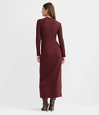 Ribbed Shoulder Button Midi Dress