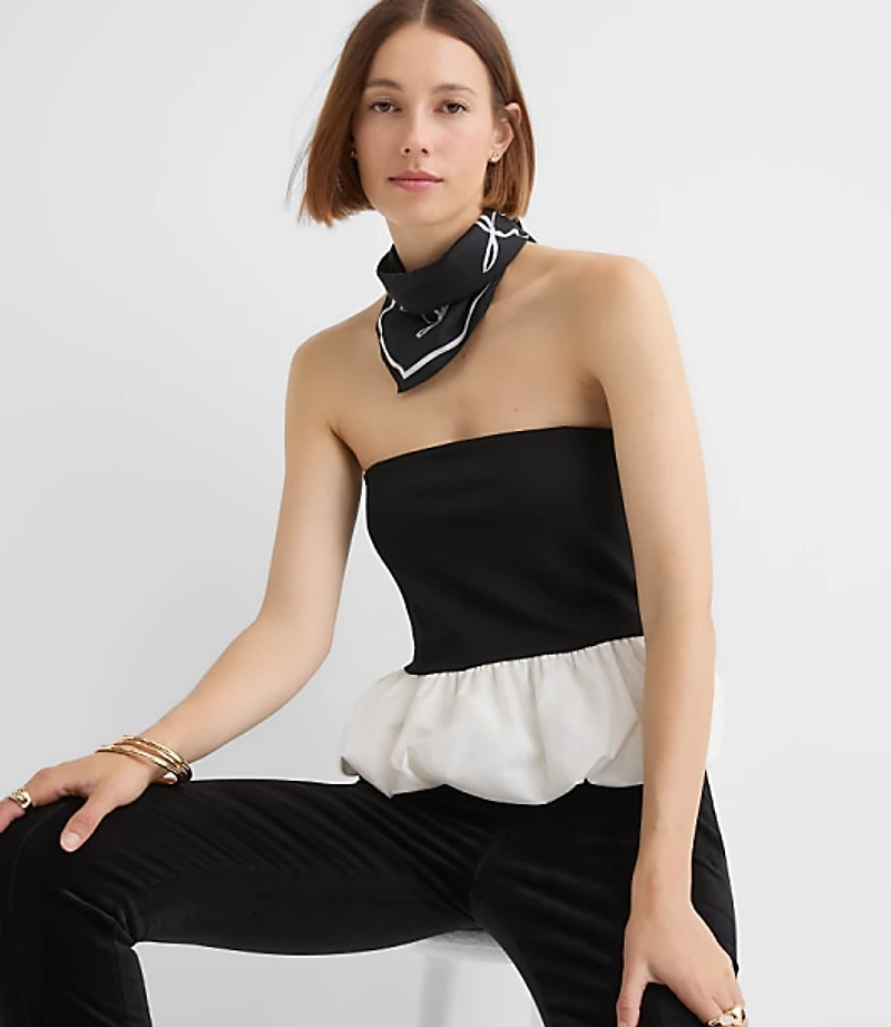 Taffeta Ponte Strapless Bubble Top