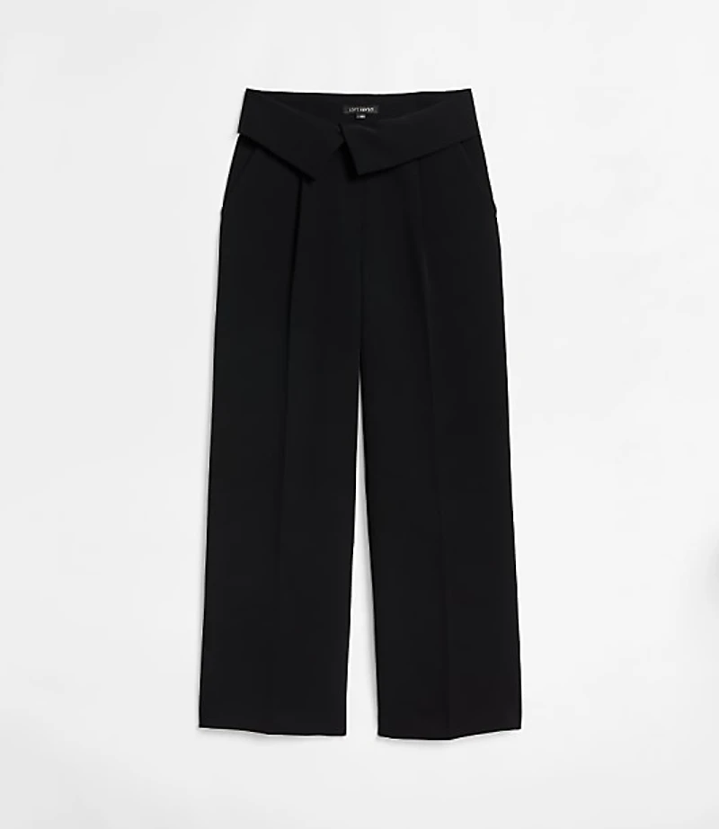 LOFT Versa Crepe Drape Foldover Waist Palazzo Pants