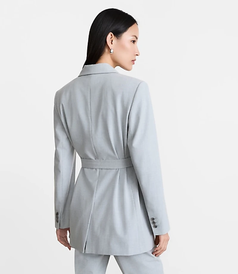 LOFT Versa Seasonless Stretch Tie Waist Blazer Heather
