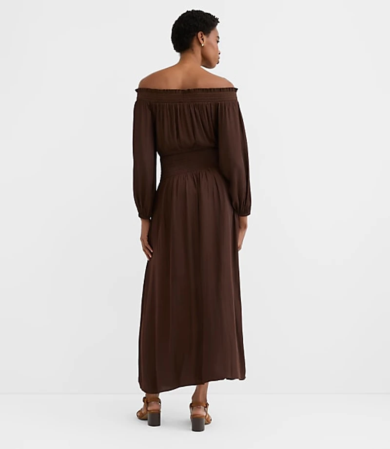 Smocked Off The Shoulder Maxi Dress