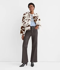 Coated High Rise Wide Leg Jeans Brown