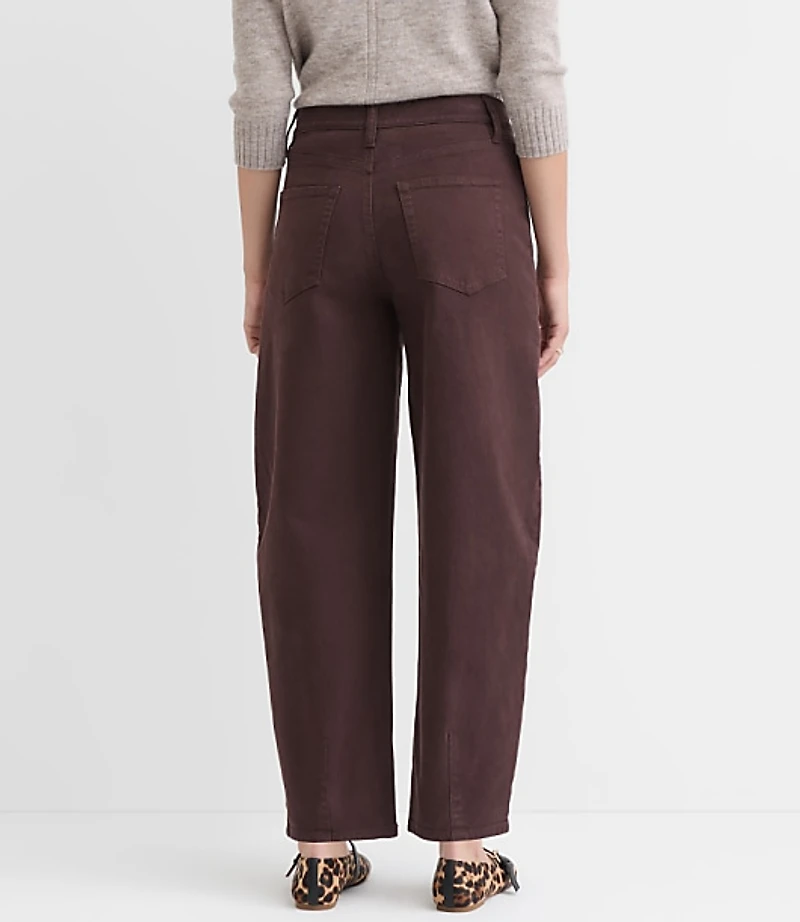 Petite Curvy High Rise Barrel Jeans in Iced Espresso