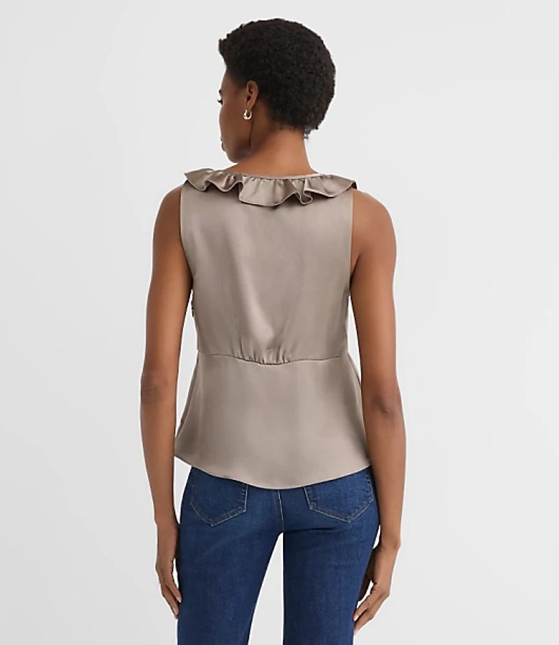Satin Ruffle Tie Neck Cami