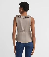Satin Ruffle Tie Neck Cami