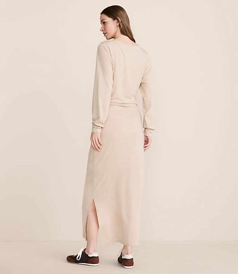 Lou & Grey Heathered Brushed Jersey Cinched Maxi Dress