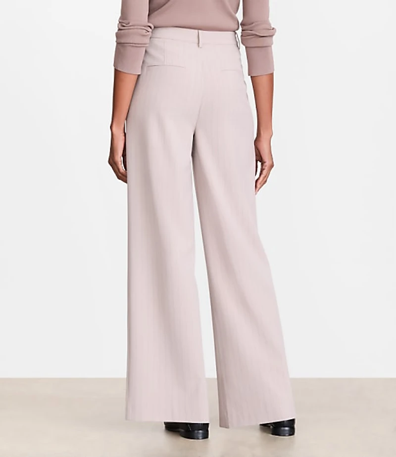 LOFT Versa Seasonless Stretch Double Pleat Wide Leg Pants Stripe