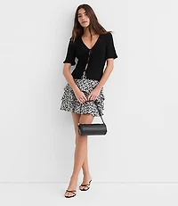 Ruffle Pointelle Bow Cardigan