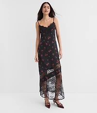 Petite Floral Chantilly Lace Maxi Slip Dress