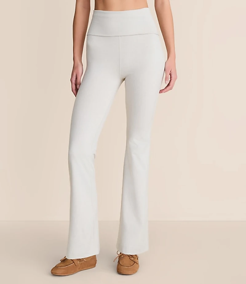 Lou & Grey Heathered Brushedsoft Foldover Flare Pants