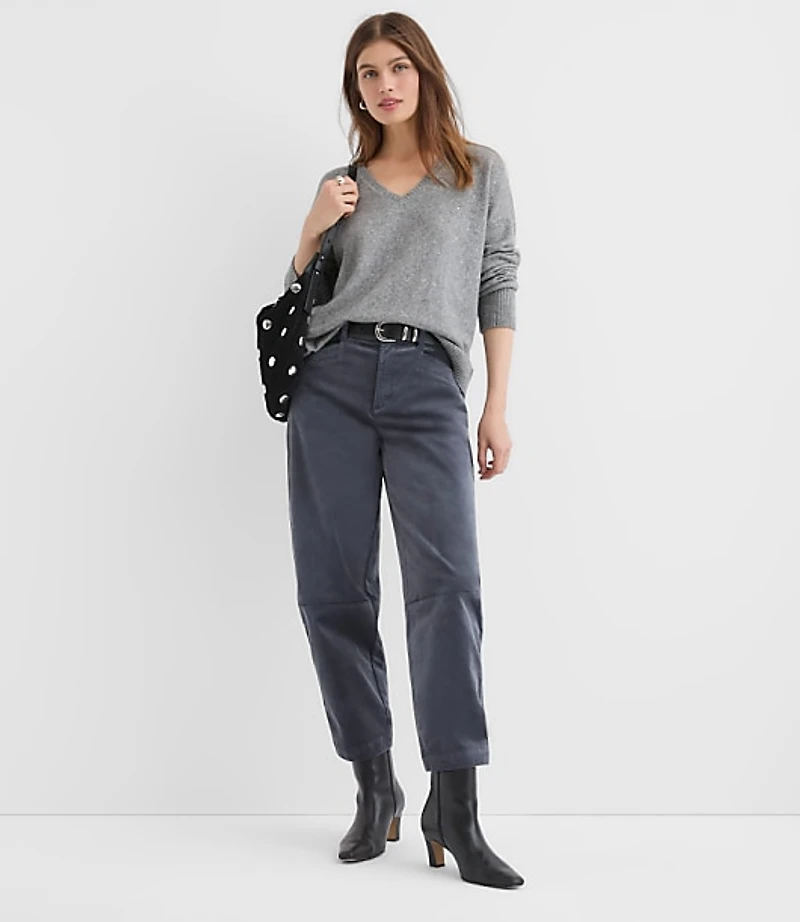 Petite Sparkle V-Neck Relaxed Everyday Sweater
