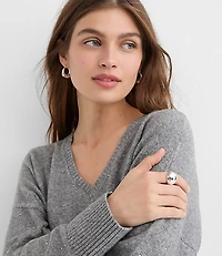 Petite Sparkle V-Neck Relaxed Everyday Sweater