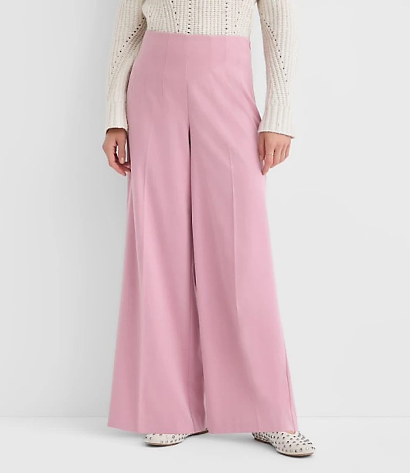 Darted Palazzo Pants Brushed Flannel